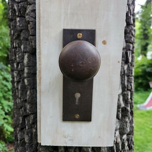 Upcycled Vintage Antique Door Knob & Back Plate/Escutcheon Coat, Purse, Scarf Rack, Wall Art, Shabby Chic Style