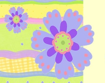 Address Label - Yellow with Purple Flower