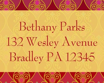 Address Label  Red and Gold Design