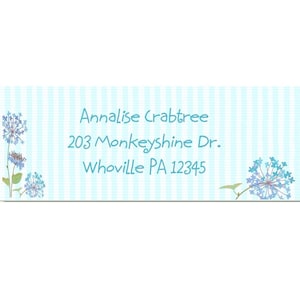 Blue Striped Floral Address Labels