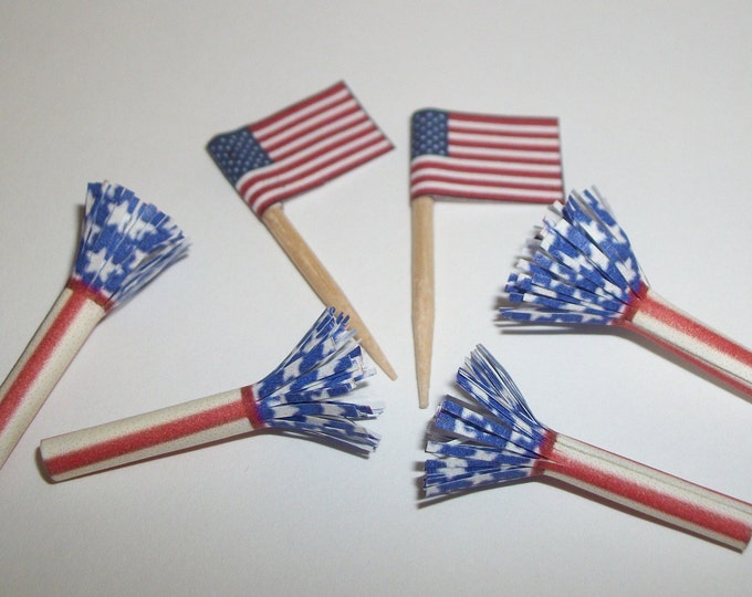 Miniature July 4th / Dollhouse Flag Decoration ~ reference Barbie/Fashion Doll Hand for size 797