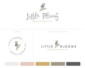 Whimsical Logo, Baby Clothes Logo,  Playful Flower Logo, Baby Logo, Whimsical Branding, Organic Logo Design, Modern Logo, Branding Logo