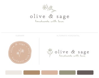 Handdrawn Flower Logo, Whimsical Logo, Playful Daisy Logo, Baby Clothing Logo, Whimsical Brand, Organic Baby Logo, Baby Logo, Minimal Logo