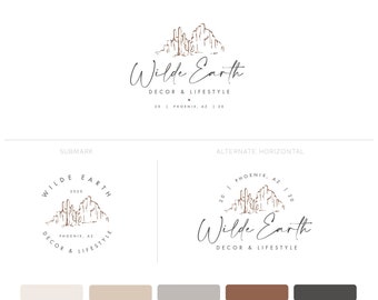 Ranch Logo, Mountain Logo, Desert Logo, Farm Branding, Cactus Logo, Organic Farm Logo, Tree Logo, Earthy Branding, Photographer Branding