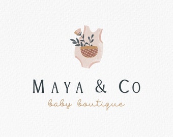 Cute Logo, Whimsical Logo, Playful Flower Logo, Baby Clothing Logo, Whimsical Brand, Organic Baby Logo, Baby Logo, Modern Logo, Onesie Logo