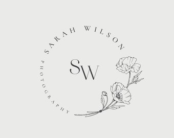 Elegant Logo, Stamp logo, Logo Design branding, Wedding Logo, Photography logo, Logo design custom, Custom logo stamp, Poppy Logo,  Floral