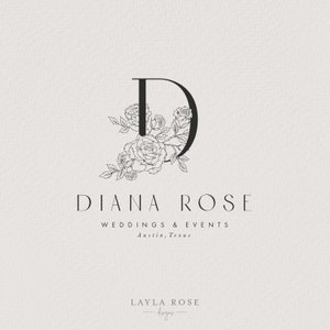 Rose Logo, Branding Kit, Monogramm Logo, Vorgefertigtes Logo, Event Planner Logo, Hochzeitsplaner Logo, Fotografie Logo, Blumen Logo, Peonie Logo