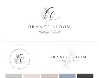 Premade Logo, , Blossom Logo, Stamp logo, Logo Design branding, Wedding Planning Logo, Wedding Logo logo, Logo design custom, Custom stamp,