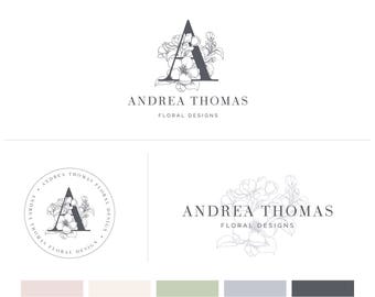Premade Logo Kit, Logo Design, Modern Logo Design, Photography Logo, Floral Branding, Floral Logo, Elegant Logo, Wedding Monogram
