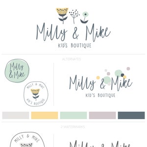 Logotipo lindo, logotipo de boutique para bebés, marca para niños, logotipo divertido, logotipo prefabricado, logotipo de ropa para niños, marca caprichosa, logotipo de blog lindo