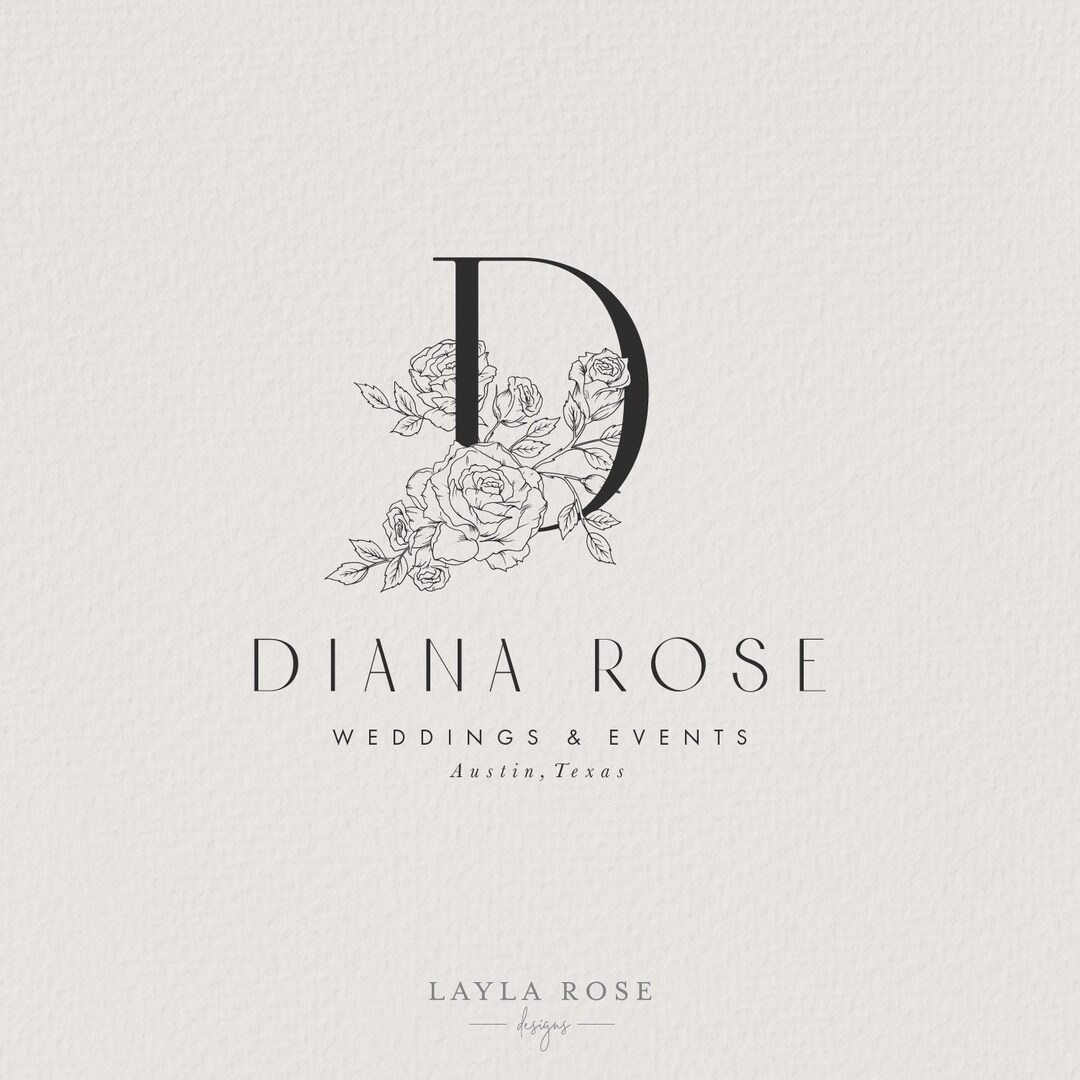 Monogram With Roses Rose Logo, Branding Kit, Monogram Logo, Premade Logo, Event Planner ...
