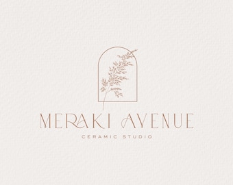 Ceramic Logo, Leaf Logo, Fern Logo, Pampas Logo, Earthy Logo, Organic Branding, Logo Designer, Arch Logo Design, Premade Logo, Modern Logo