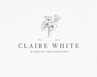 Premade Logo Design, Wedding Photography Logo, Elegant Floral Logo, Photography Logo, Photography Branding, Hand Drawn Flower Logo, Logo