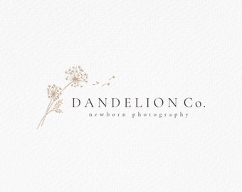 Wildflower Logo, Dandelion Branding, Organic Logo Design, Newborn Photo Logo, PhotographerLogo, Brand Design, Minimal Logo, Dandelion Logo