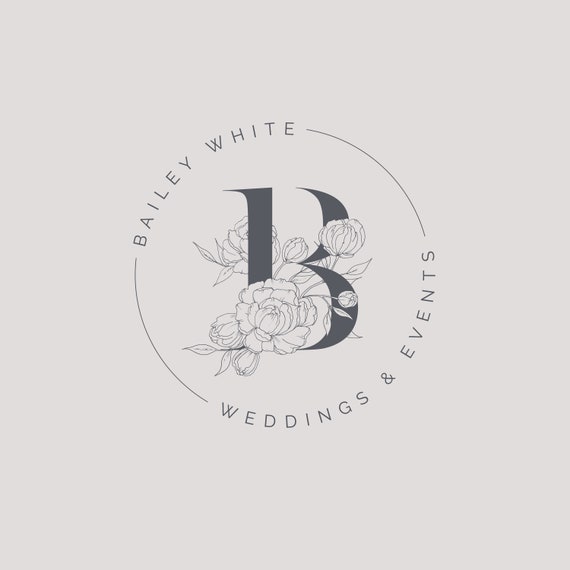 Floral Logo, Branding Kit, Monogram Logo, Premade Logo, Event Planner Logo,  Wedding Planner Logo, Photography Logo, Peonie Logo , Rose Logo