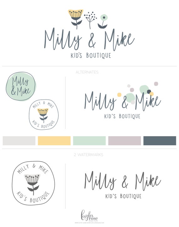 Cute Logo , Baby Boutique Logo, Childrens Branding, Fun Logo, Premade Logo, Kids Clothing Logo, Whimsical Branding, Cute Blog Logo