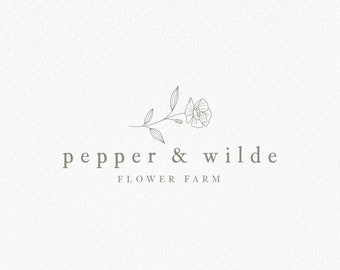 Flower Farm Logo, Floral Logo, Wildflower Farm Logo, Florist Logo, Farm Logo, Brand Logo Design, Watermark Logo, Botanical Logo,Minimal Logo