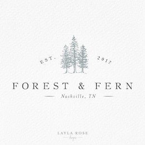 Logo botanico, logo forestale, logo predefinito albero, logo falegnameria, logo fotografico, design del logo del marchio, logo filigrana, logo fattoria, logo rustico