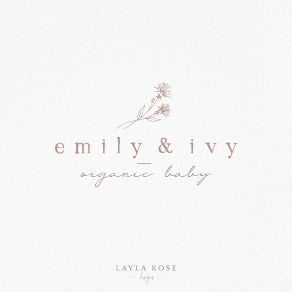 Floral Logo, Branding Kit,  Organic Logo Design, Premade Logo, Baby Clothes Logo, Organic Kids Logo, Photography Logo, Hand Drawn Logo