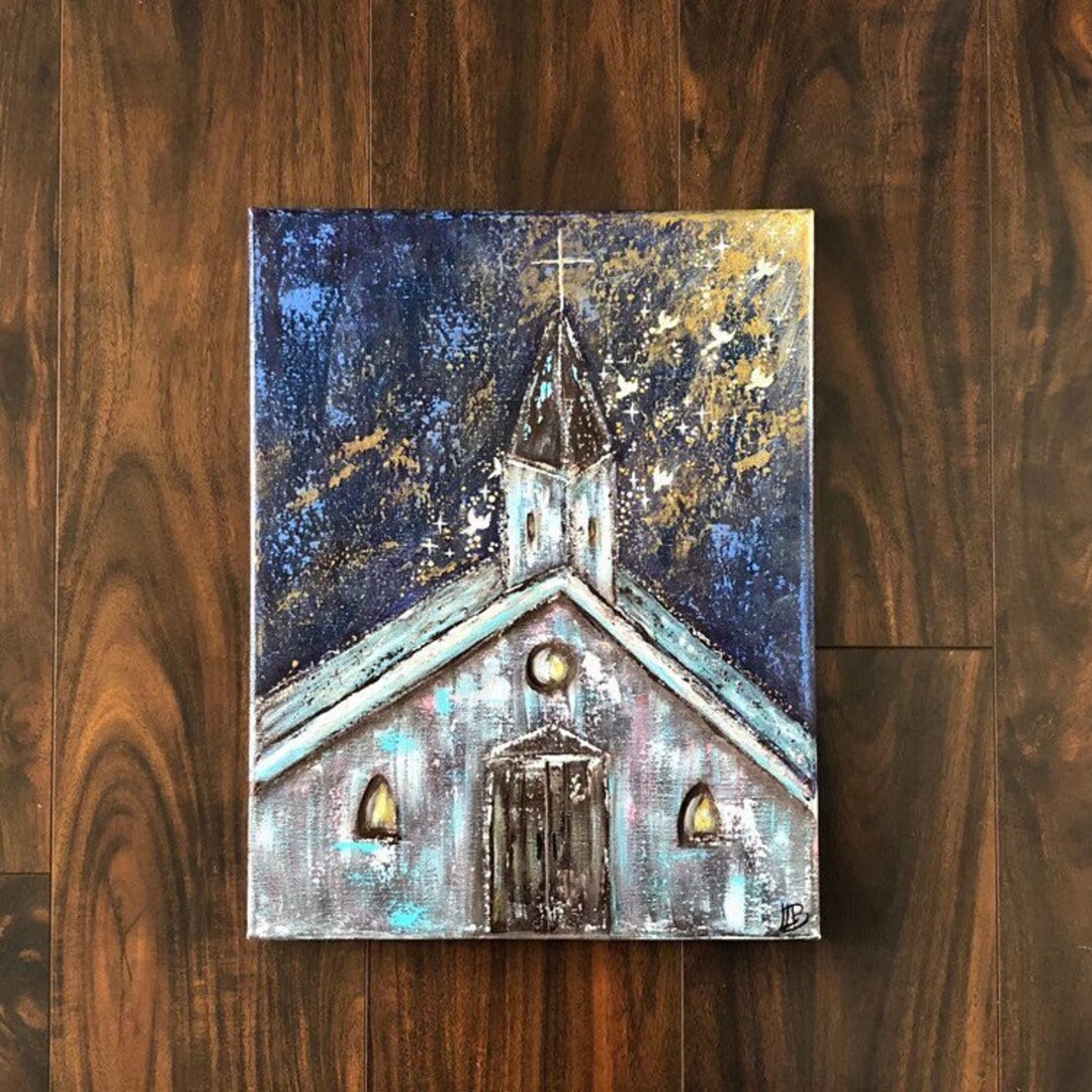 Church Painting on Canvas Original Church Art Religious Etsy