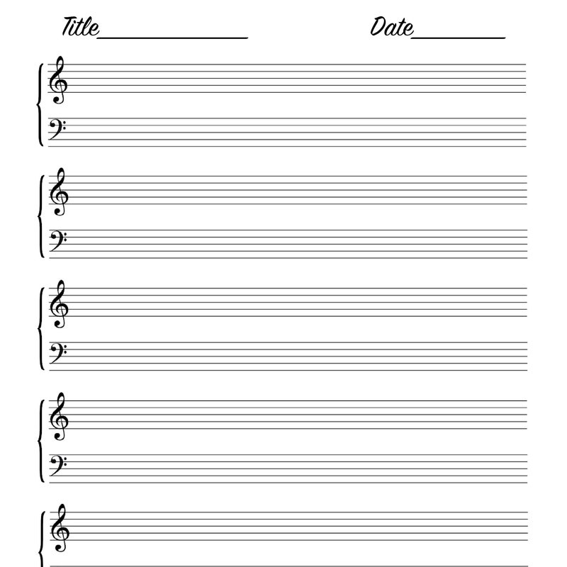Piano Blank Sheet Music Etsy