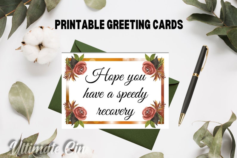 Get Well Printable Greeting Cards, Digital Download, Print at Home ...
