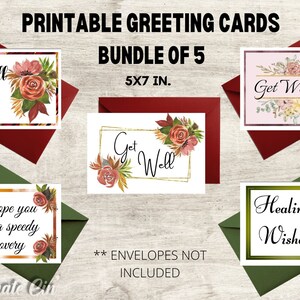 Get Well Printable Greeting Cards, Digital Download, Print at Home ...
