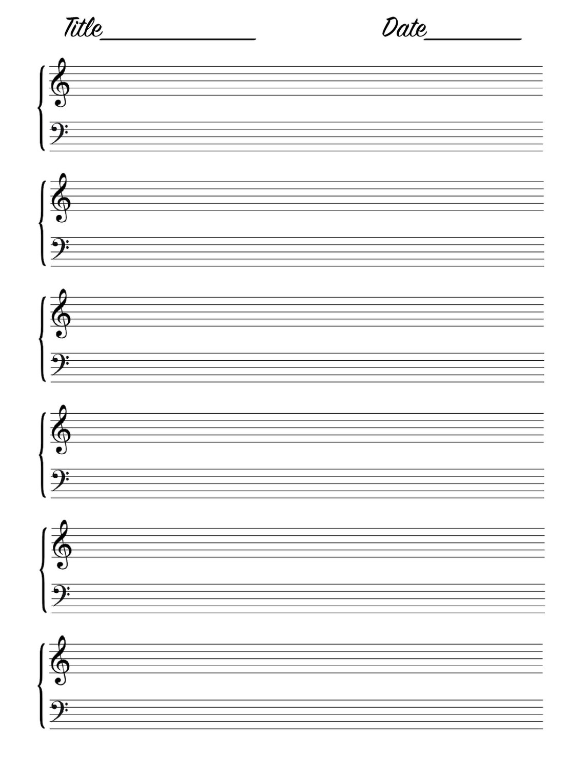 Blank Piano Sheet Music, Song Writers, Musicians, Digital Download ...