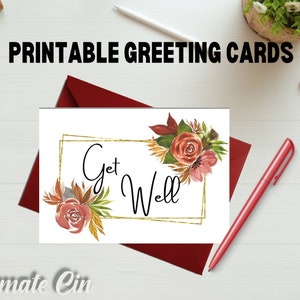 Get Well Printable Greeting Cards, Digital Download, Print at Home ...