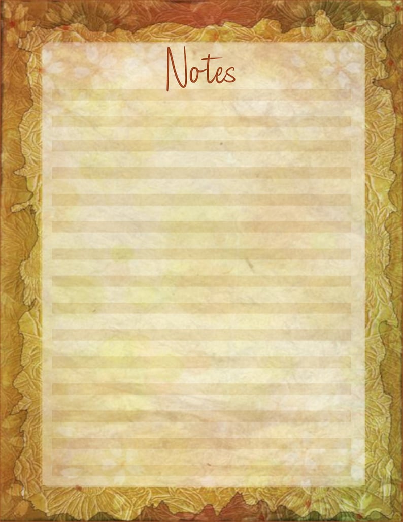 Vintage Floral Border Notes Digital Product Instant Download 2 Colors ...