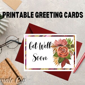 Get Well Printable Greeting Cards, Digital Download, Print at Home ...