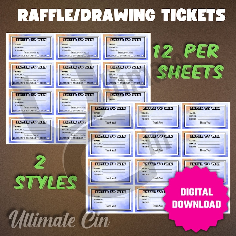 Construction Raffle Tickets SUNSHINE, Printable Raffle Tickets, Promote Business, Door Prize, Enter ...