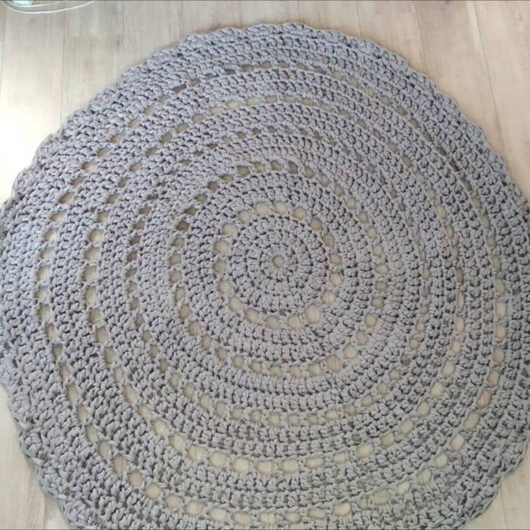 Crocheted Around Rug, Round Rug, Large Rug, Taupe Rug - Etsy