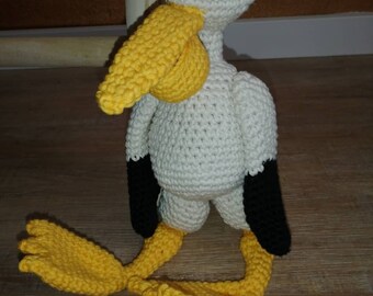 Crochet stuffed toy, crocheted bird, crochet pelican, children's toys, stuffed animal, pelican