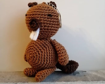 Keychain beaver, crochet beaver, bag hanger