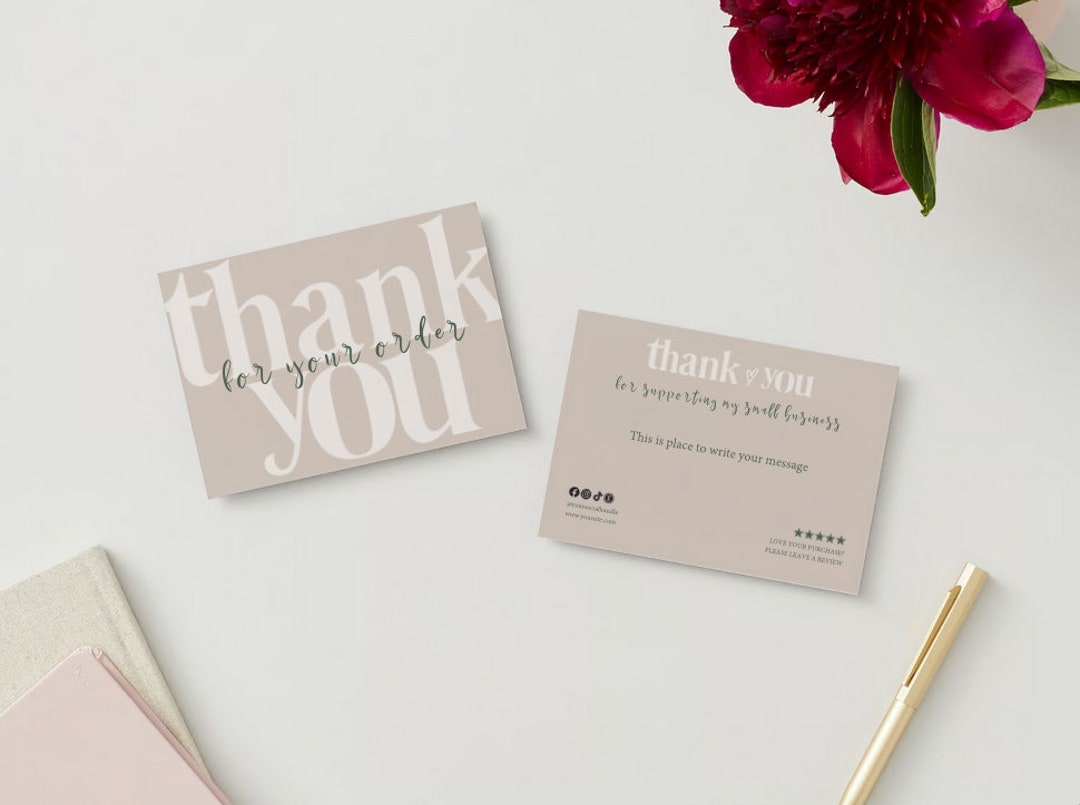 Editable Thank You Card, Printable Modern Thanks for Your Purchase Card ...