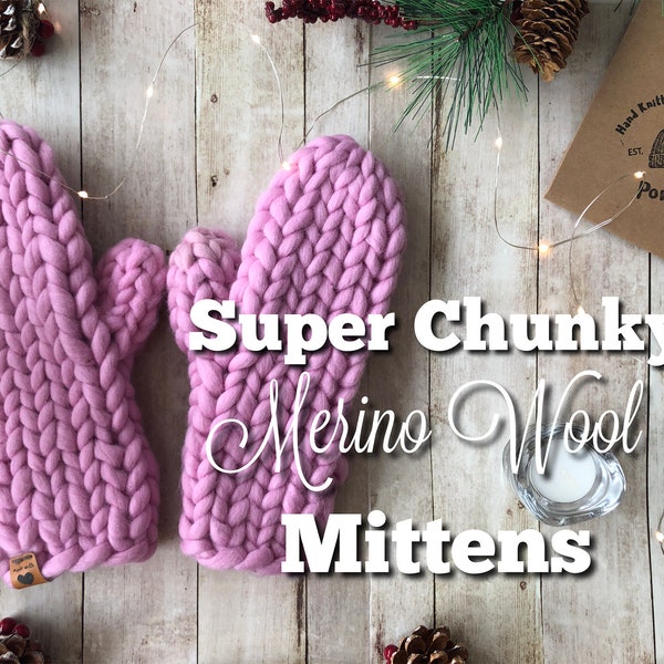 Super Chunky Mittens PATTERN, extreme knit mittens pattern, Warm Winter Mittens, Chunky Knits Pattern, Knitting Video Tutorial