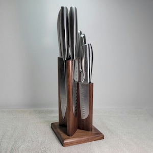 magnetic knife block in black walnut  Quick shipping from U.S.A.