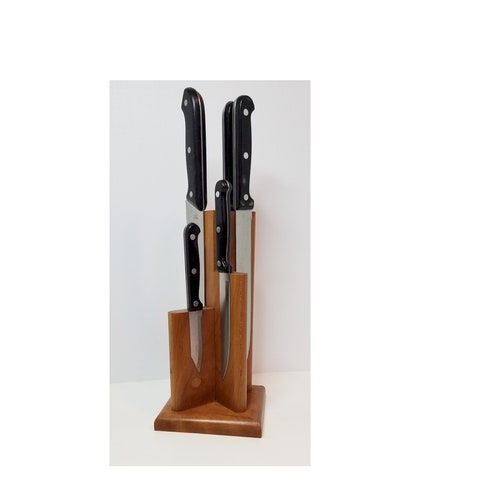 Tall Knife Block in Cherry Wood  -  Magnetic  - Quick shipping from U.S.A.