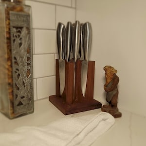 Magnetic Steak Knife Block Cherry wood  (Fast US Shipping)