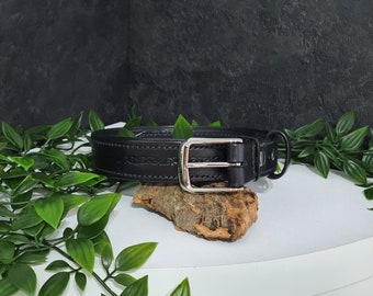 Handcrafted black leather belt