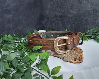 Designer leather belt