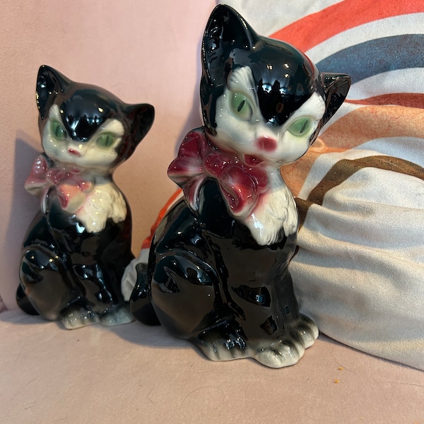 Royal Copley Tuxedo Ceramic Cat Set