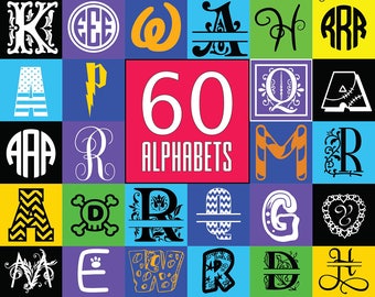 60+ Monogram Svg alphabets Monogram Font file Font Bundle Svg Monogram Alphabet Svg Monogram Cut Files Silhouette Studio Cricut Svg Dxf Cdr