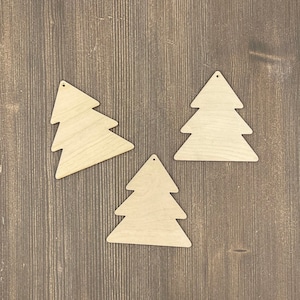Set di giocattoli fai da te per l'albero di Natale, PRONTO per la spedizione, ornamento in legno grezzo, sagoma in legno non rifinita ritagliata per l'arte, decorazione per albero di Natale da appendere