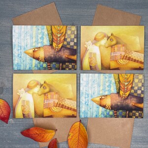 Biglietto di amicizia tra cavalli e angeli, Magia dei cavalli, Cartolina con uccelli in volo, Pacchetto di biglietti di auguri artistici, Set di biglietti di auguri misti, Biglietti vuoti all'interno