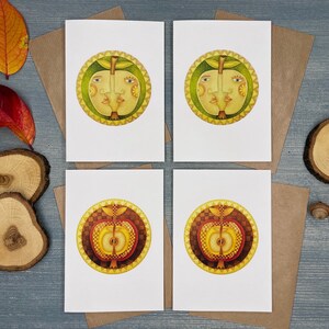 SOULMATE Liebeskarten Set, Reproduktion eines Originalbildes, Hochzeitseinladung, Fine Art Postkarte, Zwei Apfelseiten
