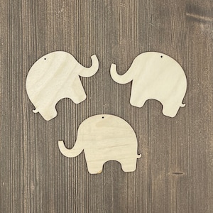 Set di forme di elefanti longevi, ritagli di legno per artigianato, giocattoli fai da te per le feste, figure di animali elefanti in compensato, materiali per artigianato, spazi vuoti per pittura