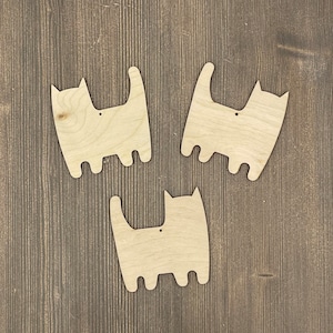 Katzen Holzform, Katze mit erhöhtem Schwanz, Katzen Dekoration, hochwertiger Ausschnitt, DIY-Kunsthandwerk, Haustierfigur für Basteln, unfertiger Holzausschnitt