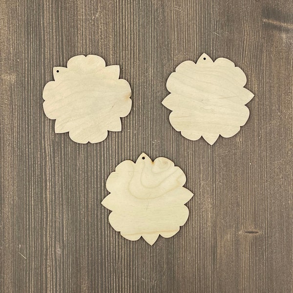 DIY Mandala Decoration Wood cut out craft art supply ornament unfinished shape for diy art dotting and painting